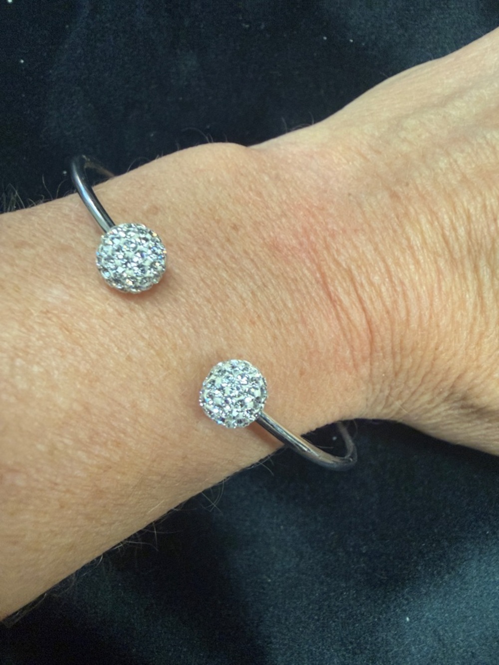 Crystal Pavé Open Cuff Bracelet - Silver Sparkle
